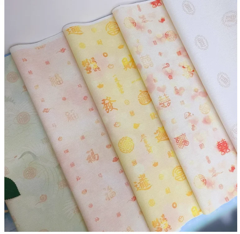 Cross-embroidered colorful cloth national wind series fortune, fortune, happiness word colorful cloth DIY background   45-75CM