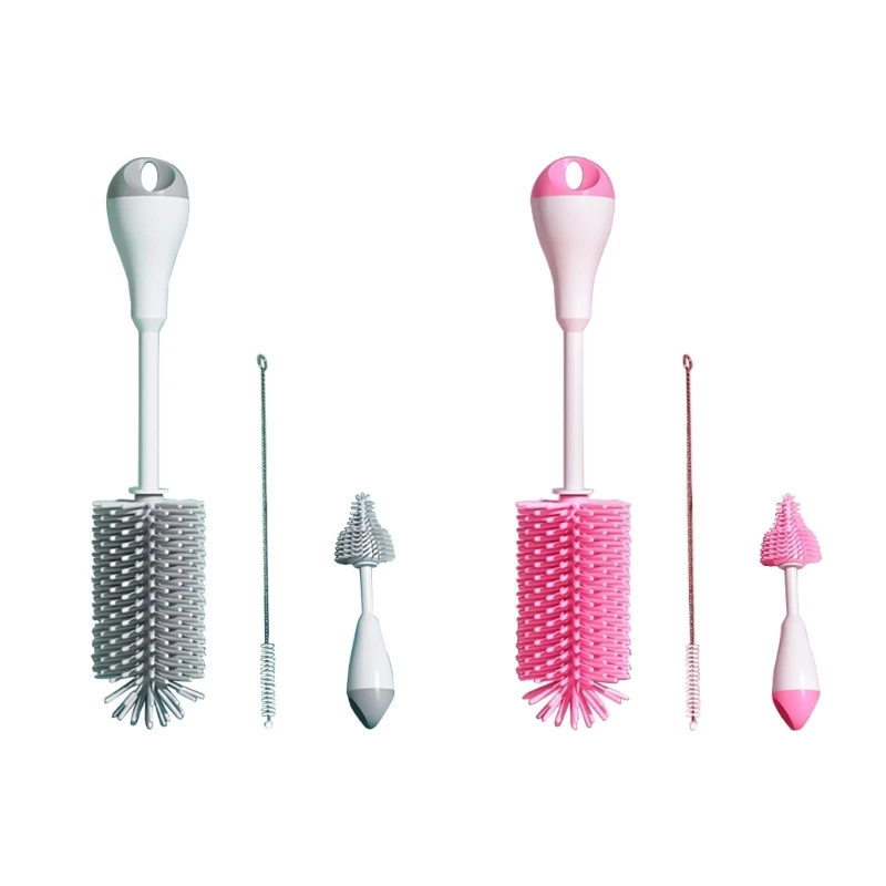 3 in 1 Bottle & Tool set Silicone Brush & Straw Cleaner Safe & Reusable Cleaning Tool set Lightweight Bottle Brushes set