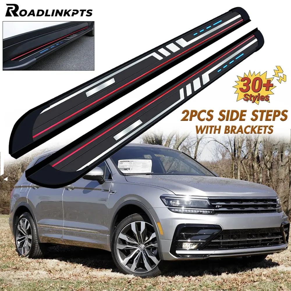 

2 шт., алюминиевые 3,9 дюйма, 4,3 дюйма, широкие фиксированные боковые ступеньки, подходят для Volkswagen Tiguan 2018-2024, подножки для беговых досок, рельсы, пластины, педали