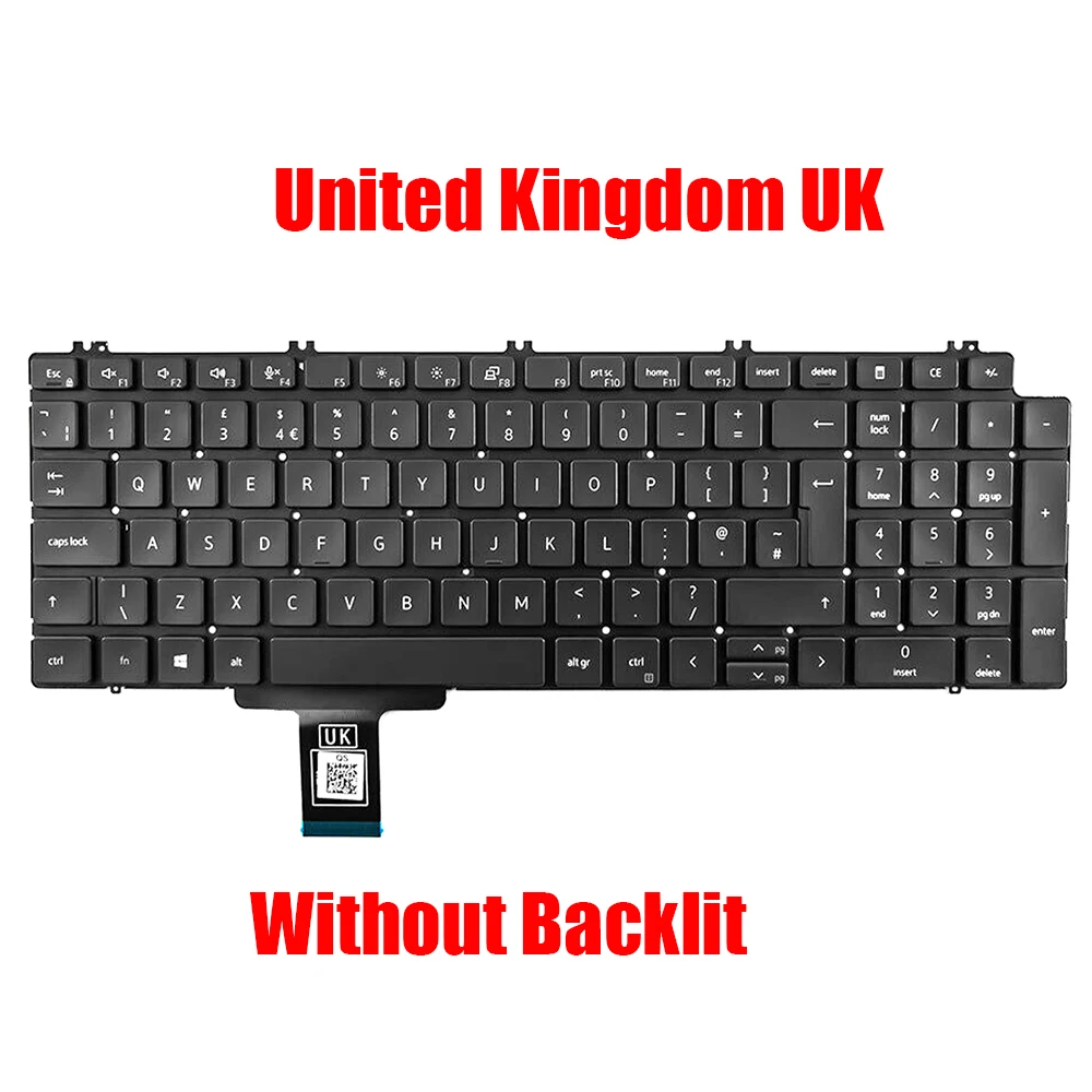 US UK Laptop Keyboard For DELL For Precision 7550 7560 7750 7760 03263W 3263W 0P2K2J 01WYH2 0713DM 713DM English United Kingdom