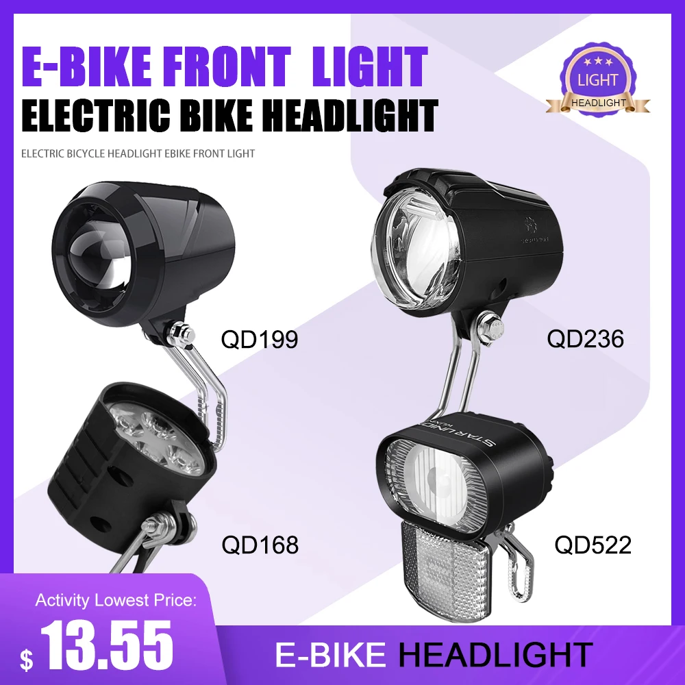 

Bicycle Light QD168 LED Front Light QD199 Bike Front Lamp QD236 Bike Headlight QD522 Bicycle Lamp， with 3pin SM plug，36V48V