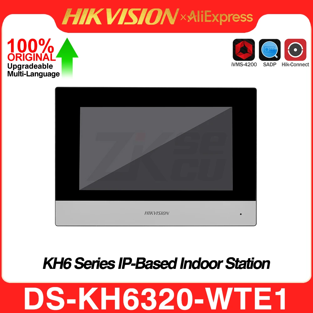 Hikvision Original DS-KH6320-WTE1 IP-Based Video Intercom Indoor Station 7-Inch Touch Screen Standard POE WIFI Wireless Monitor