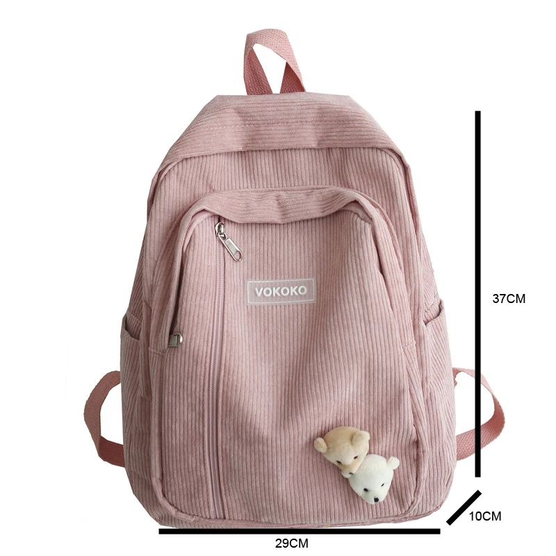 Stripe Cute Corduroy Woman Backpack Schoolbag For Teenage Girls Boys Luxury Harajuku Female Fashion Bag Student Lady Book Pack