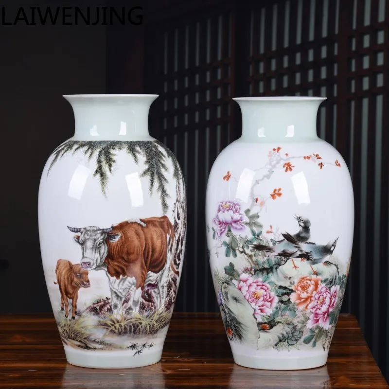 

SGF Hand-painted Pastel Antique Landscape Painting Ceramic Vase Classical Decoration Crafts