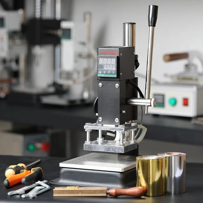 Small Manual Hot Stamping Machine Custom Logo Trademark Label Embosser for Leather Paper Plastic Wood