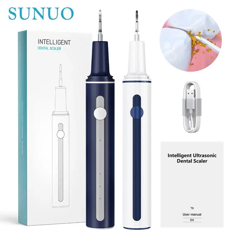 Intelligent Ultrasonic Dental Scaler For Teeth Calculus Tartar Remover Electric Teeth Cleaner Tooth Remover Dental Scaler White