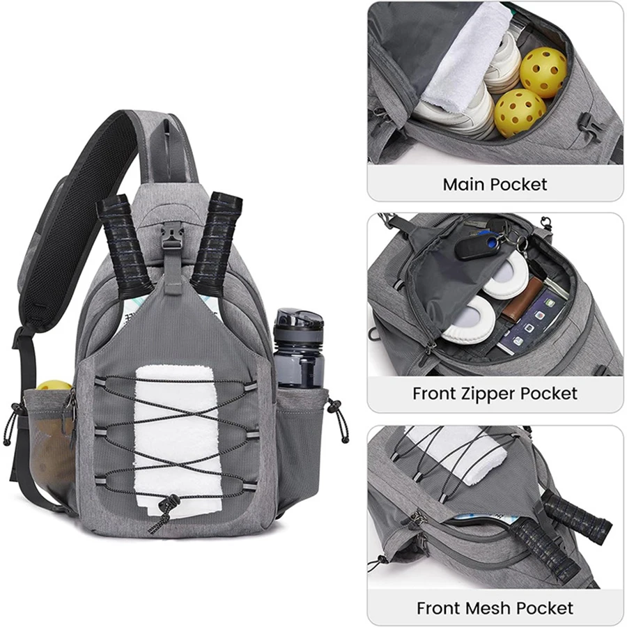Pickball Racket Bag, Outdoor Sports Tennis Racket, Crossbody Bag, Multifunctional Large Capacity Racket Bag
