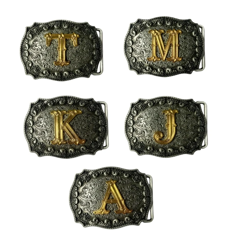 Quick Install Western Belt Buckle with Initial Center Detail Y166