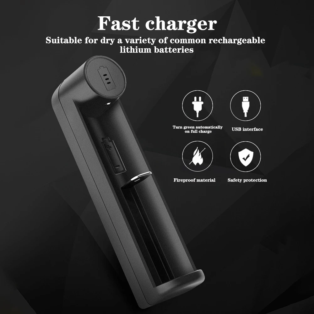 Battery Charger Fit for Lithium Battery 21700/26650/18650/16340 Battery Charging USB Single Slot Battery Charger