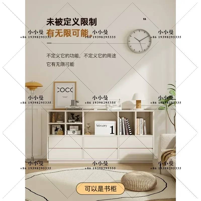 Modern French Style Decorative Cabinet Partition Light Luxury Cream TV Cabinet Dining Sideboard Bookcase for Living Room Home