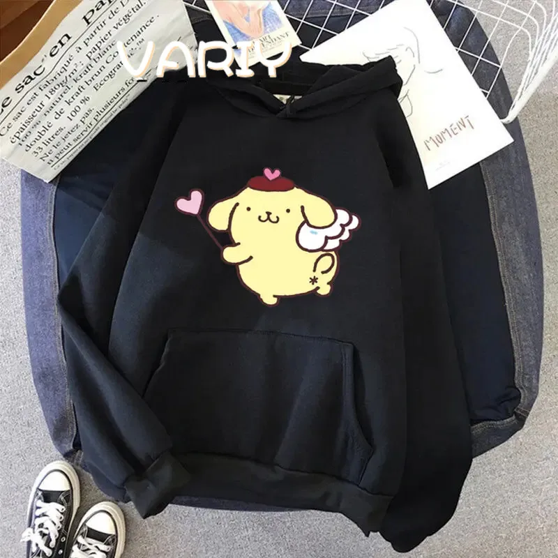 Pompompurin Kawaii Cartoon Print Hoodies Women Oversized Sportwear Female Sweatshirt Cute Graphic Fleece Ladies Clothes 2024 New