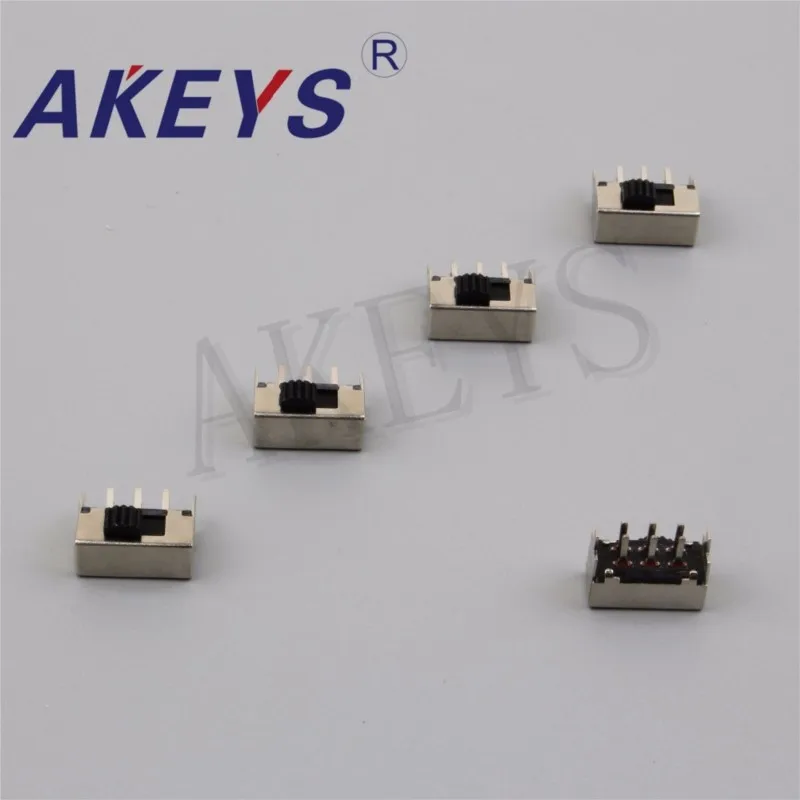 10PCS SK-22F03 2P2T-G5 Double pole double throw handle heights 3.0mm slide switch side insert 6 pin with 2 fixed pin