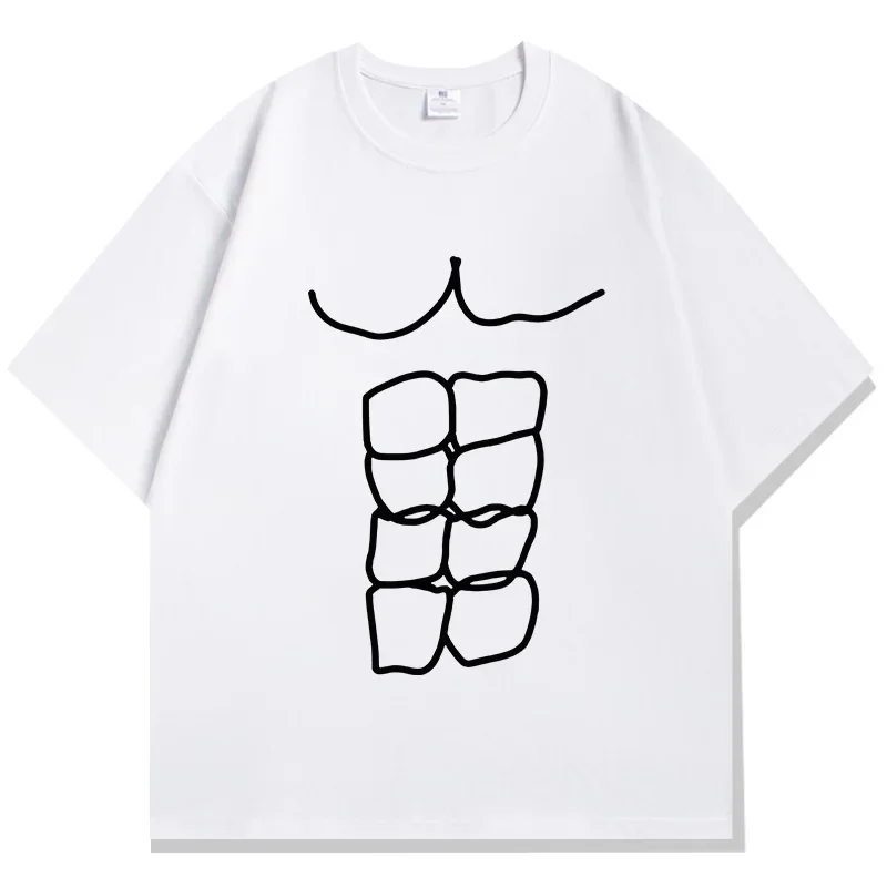 Fun Fitness Abdominal Muscle Print T-Shirt Women's Short Sleeve T-Shirt Women's Sports Top Summer Streetwear Graphic T Shirts