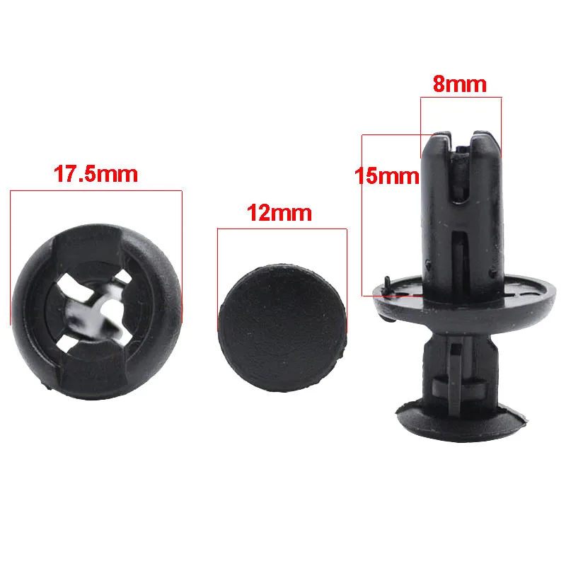 50Pcs 8mm Auto Bumper Fastener For Toyota Nissan Honda Plastic Rivet Retainer Push Engine Cover Fender Car Door Trim Panel Clips