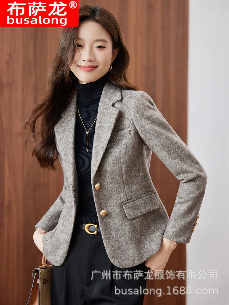 

2025Новый стильный модный костюм, повседневный женский профессиональный пиджак с длинными рукавами, официальная женская одинарная куртка, рабочая одежда8665