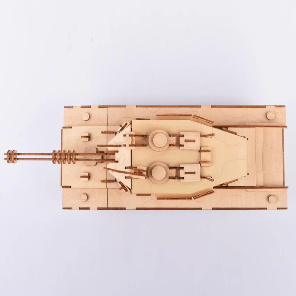 Rompecabezas 3D de madera cortada, tanque de gran tamaño de Color brillante, rompecabezas de madera educativo, juego de rompecabezas de construcción creativa suave