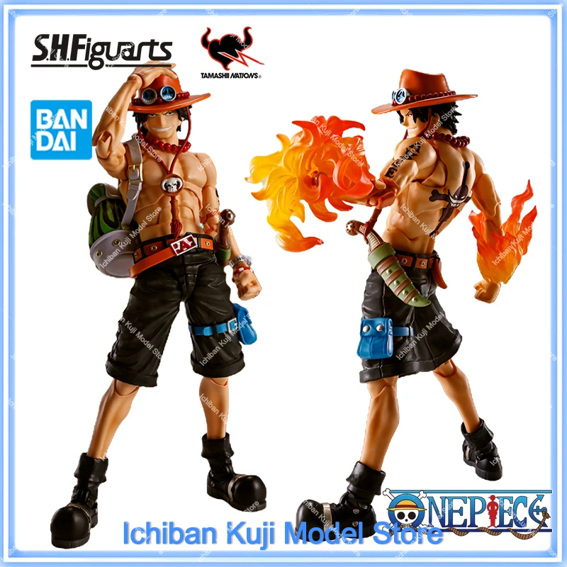 100%Original BANDAI One Piece S.H.Figuarts SHF Ace Portgas D Ace Fire Fist PVC Action Figures One Piece Figurine Toys Model Gift