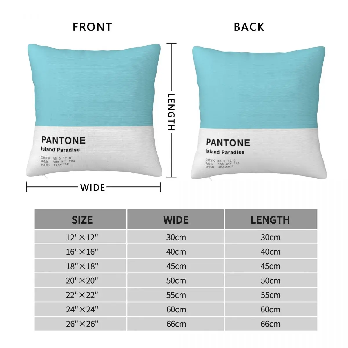 Island Paradise Blue Pantone Square Pillowcase Polyester Linen Velvet Pattern Zip Decorative Sofa Seater Cushion Case 45x45