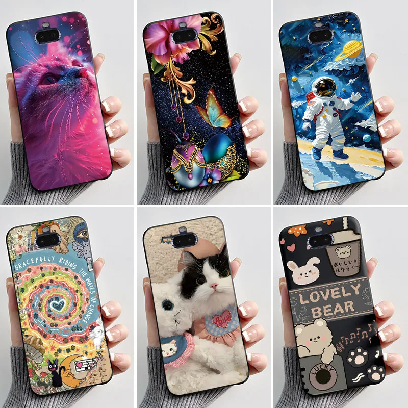Funda para Sony Xperia 8, carcasa estética, a la moda, con diseño de gato, negra, de silicona suave, para Sony Xperia 8, Xperia 20, cubierta trasera