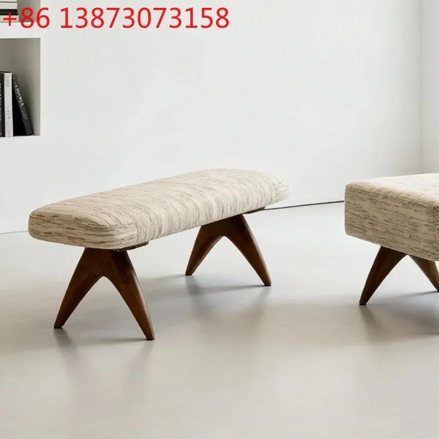 Medieval solid wood shoe change living room designer retro sofa footrest bedroom bedside stool
