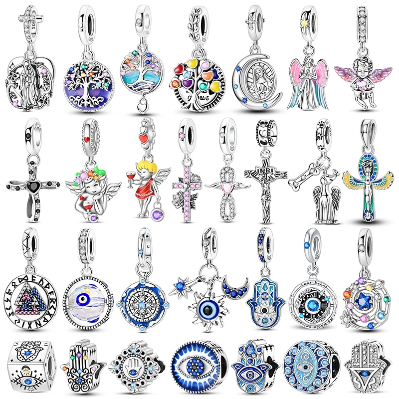 

Our Lady of the Cross charm beads 925 sterling silver Evil Eye Dangle for original bracelet charms pendant jewelry diy gift