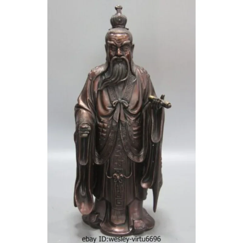 China Taoism Bronze Copper Famous Thinker Lao-tzu Laozi Tai Chi Statue Sculpture