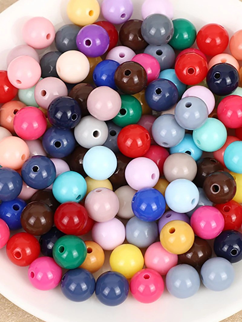 100pcs 8mm 10mm 12mm Round Acrylic Matte Beads Candy Colors Loose Spacer Beads for Jewelry Bracelets Accessory