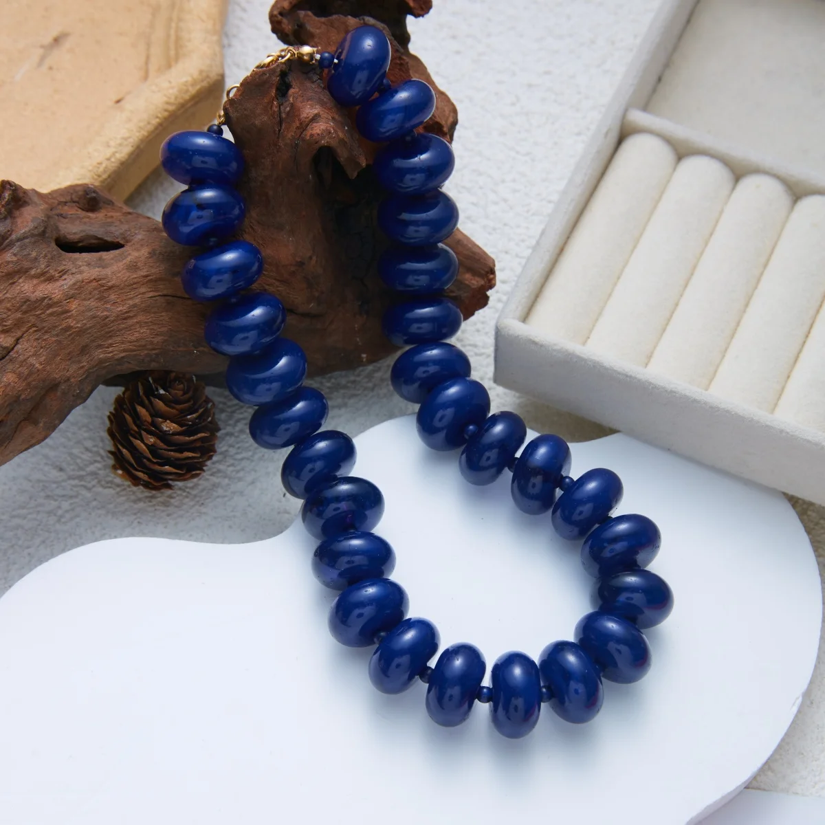 Dopamine Bunte flache, runde Acryl-Perlenkette für Damen und Herren, trendige, einfache geometrische Harzperlen, stapelbarer Choker-Schmuck – Detail 28