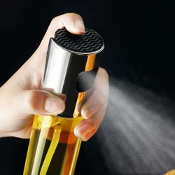 1 pz 100ML spruzzatore di olio d'oliva, Spray per flacone Spray in acciaio inossidabile, Spray per olio da cucina, lattina di olio di vetro