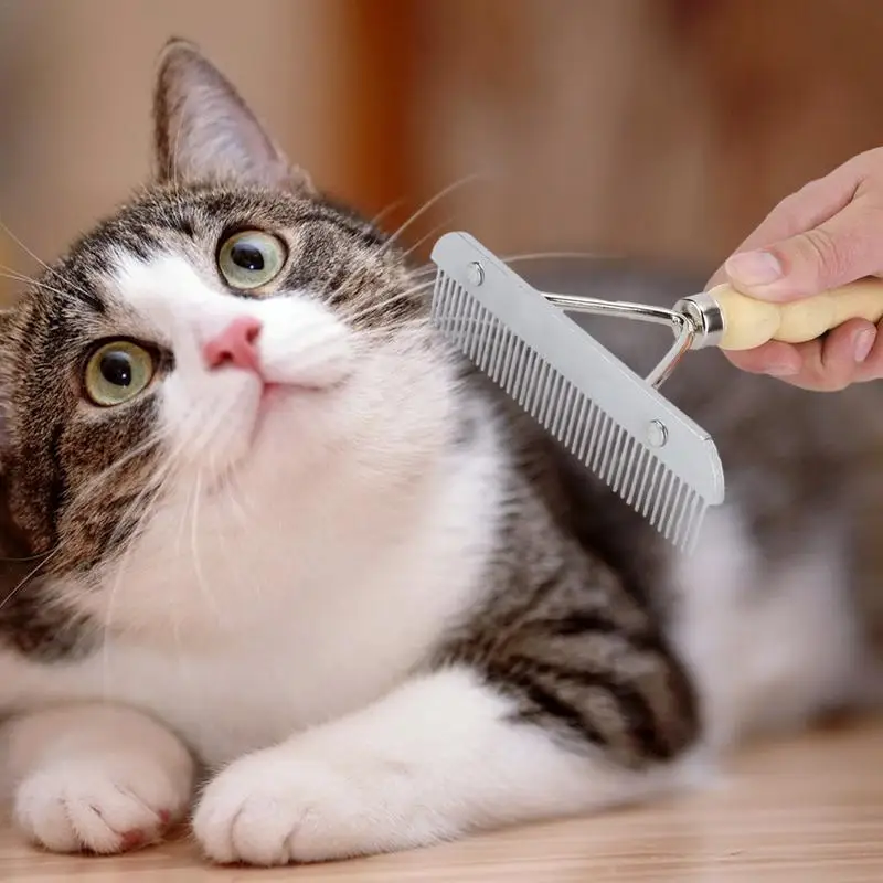 Spazzola per cani per spargimento spazzola per toelettatura delicata con denti a testa tonda pettini per cani portatili antiruggine spazzola per toelettatura per gatti per aggrovigliamento