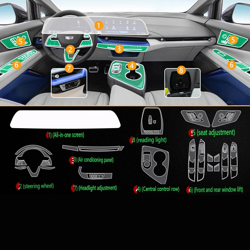 

Tpu Transparent Film for Cadillac OPTIQ 2024 Car Interior Sticker Console Dashboard Screen Protective Film Car Decor Accessories