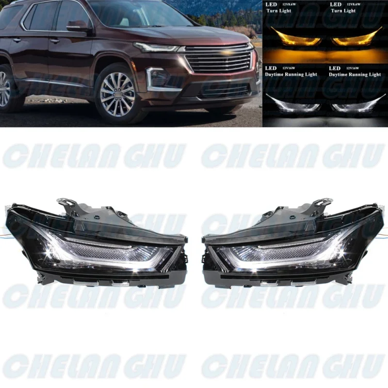 

For Chevrolet Traverse 2022 2023 2024 1 Pair Front Bumper LED DRL Daytime Running Light Turn Lamp 85584765 85584766