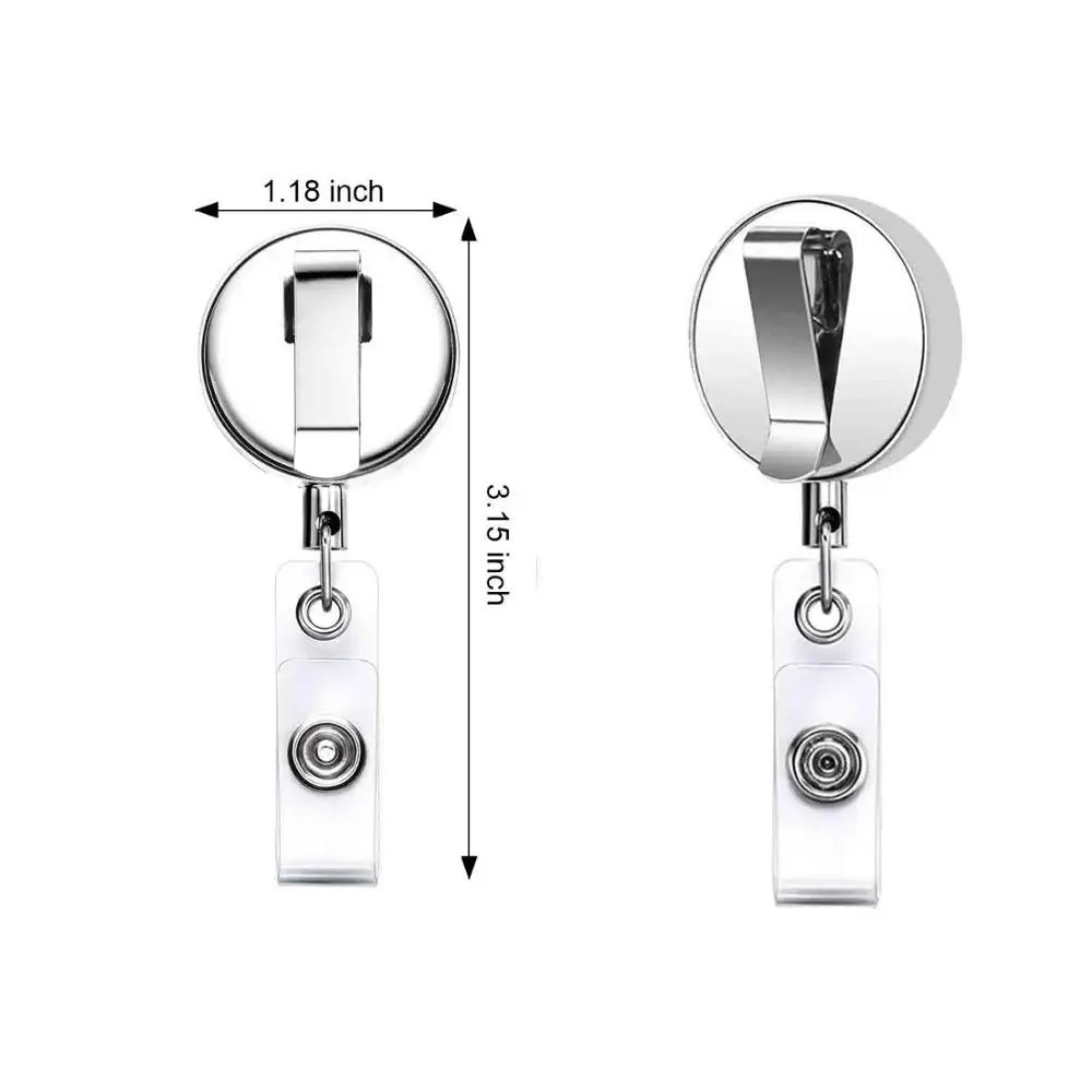 idclip 1PC Metal Retractable Badge Holder Heavy Duty ID Badge Reels with Key Chain Belt Clip ID / Key Card