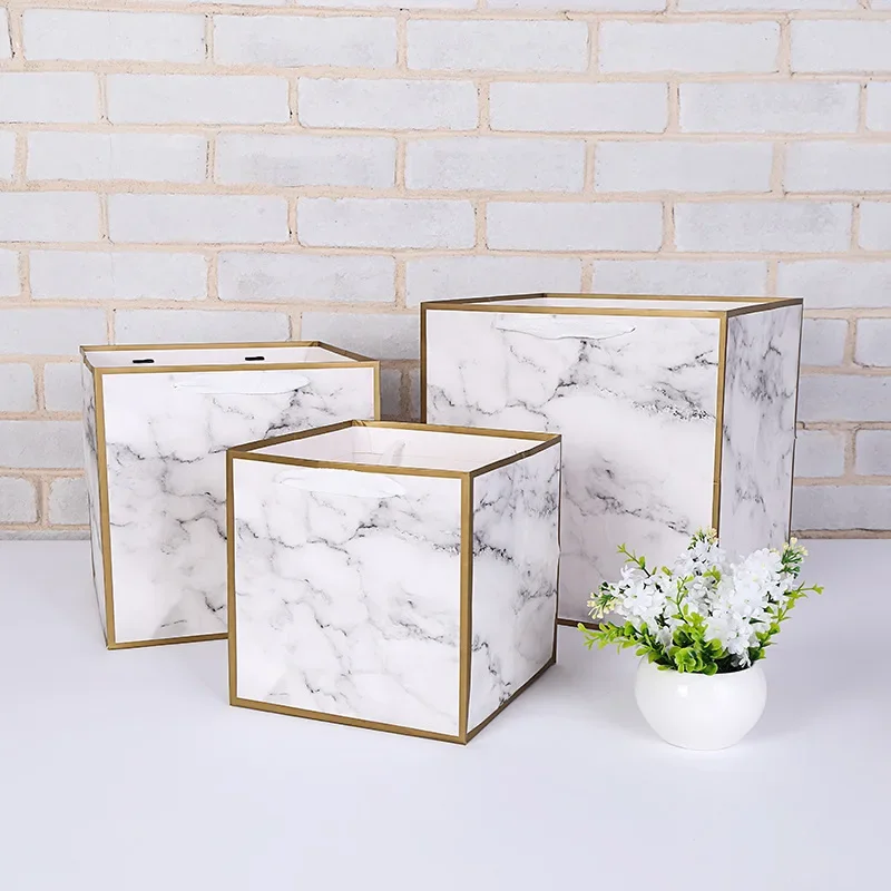 

marble bag square birthday cake packaging flowers portable gift bags