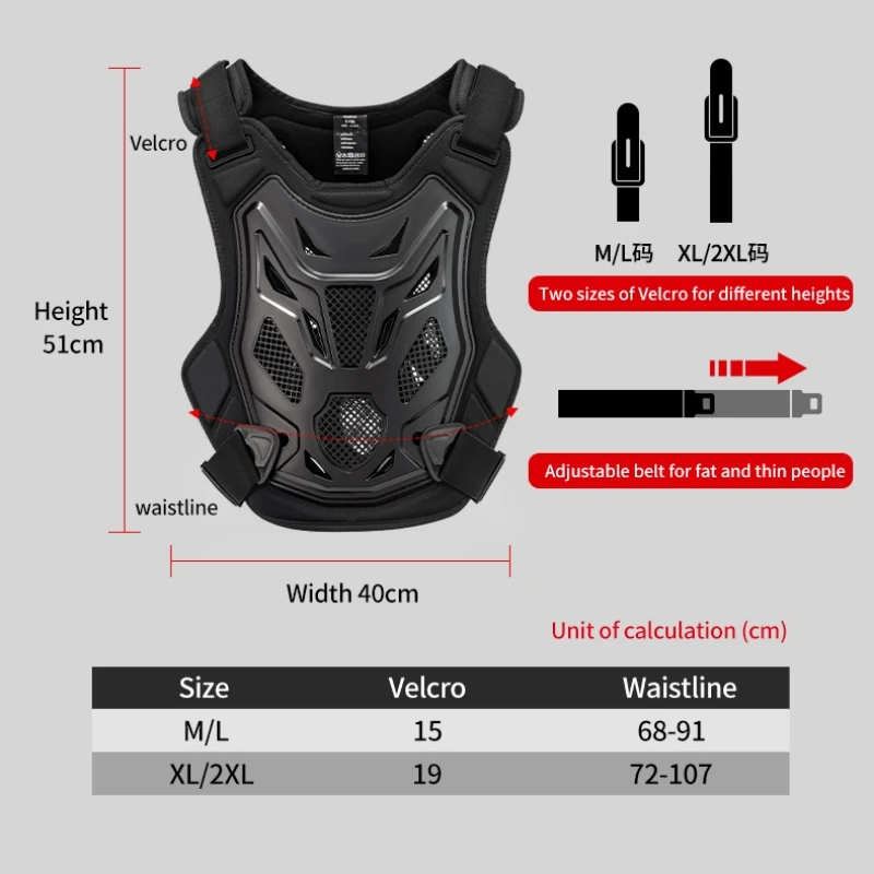 Adult Motorcycle Body Armor Vest Men Women Motocross Dirt Bike Back Chest Protector Motorbike Off-Road Outdoor Sport Protective