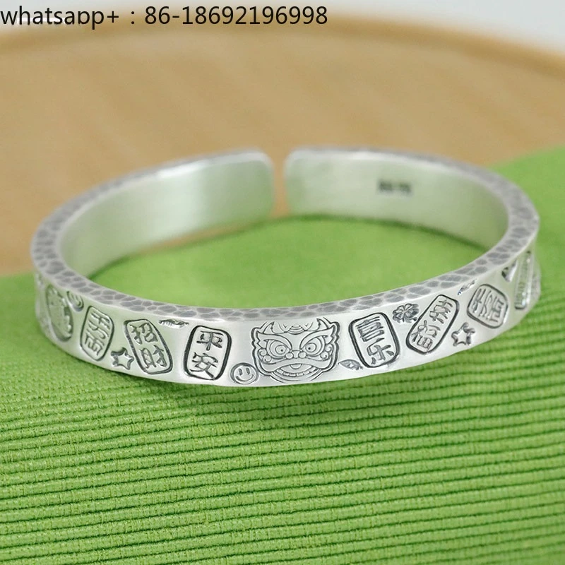 Silver Bracelet 999 Sterling Silver Yunnan Handmade Men's and Women's Vintage Celebrity Style Bracelets