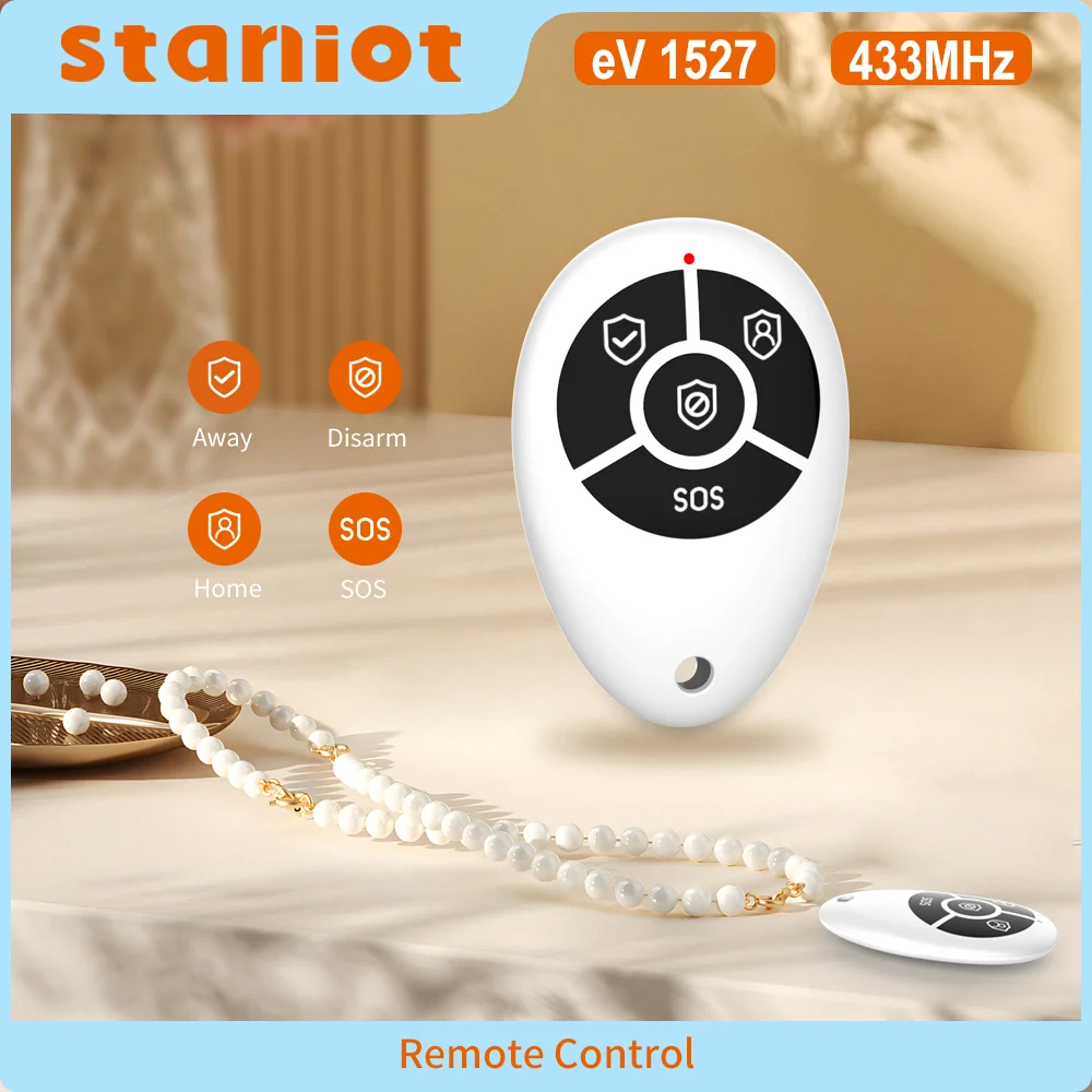 Staniot High Quality Portable 4 Keys Wireless Remote Control for Remotely Arm/Disarm Tuya Smart Home Security Alarm Systems