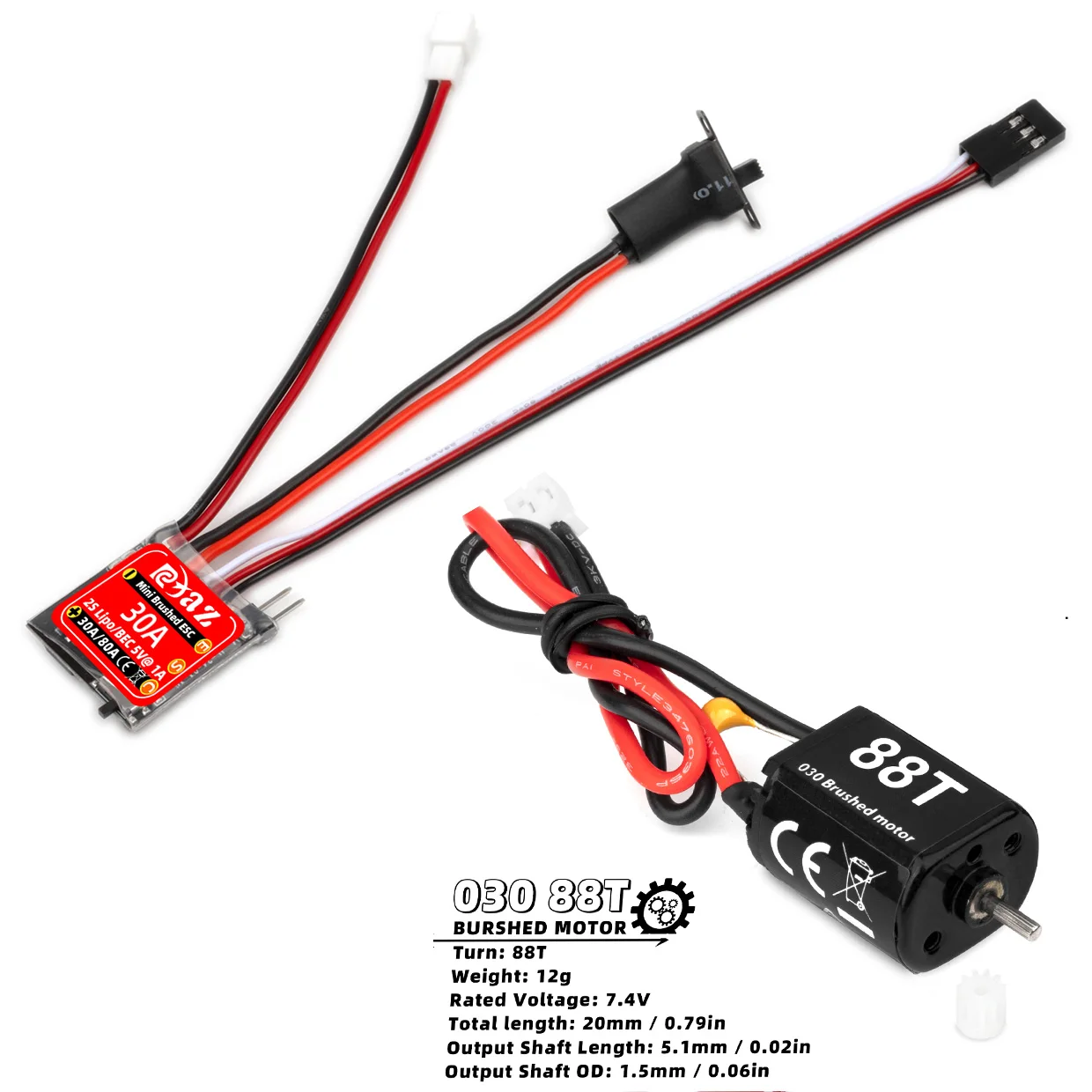 RCXAZ RC ESC Mini 30A gebürstete ESC-Kombination mit 030 050 Bürstenmotor für 1/18 1/24RC Hill Climber Axial SCX24 FCx24 Upgrade-Teile – Detail 24