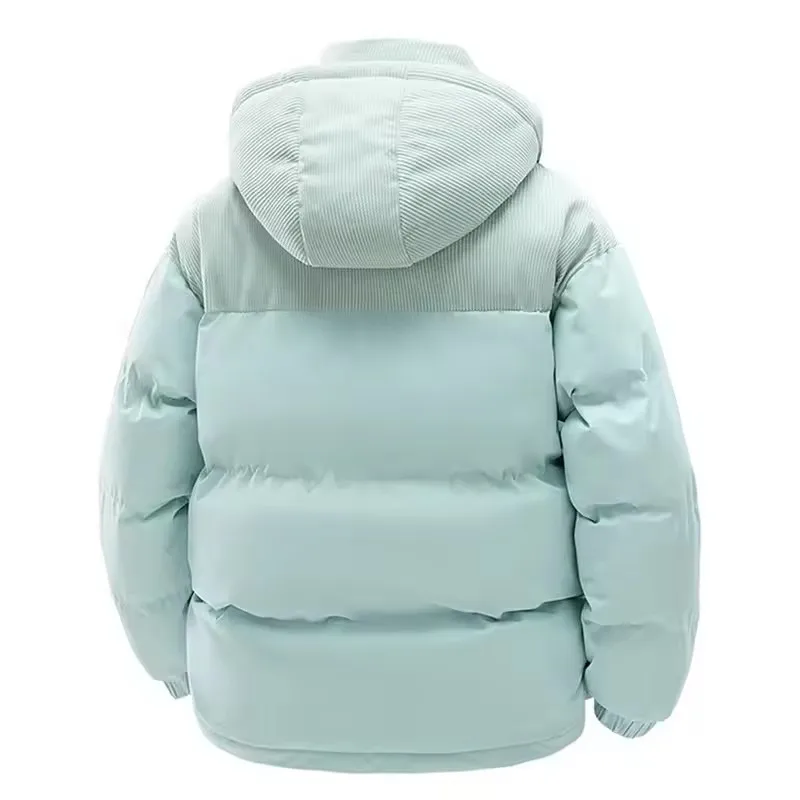 Fashion Winter Men's Parkas Patchwork Corduroy Hooded Warm Outerwear Coats Men Loose Casual Streetwear Couple Cotton Padded Coat