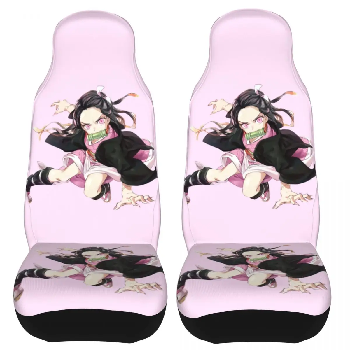 Nezuko Kamado Pink Demon Slayer Universal Car Seat Cover Auto Interior For SUV Seat Covers Polyester Car Styling