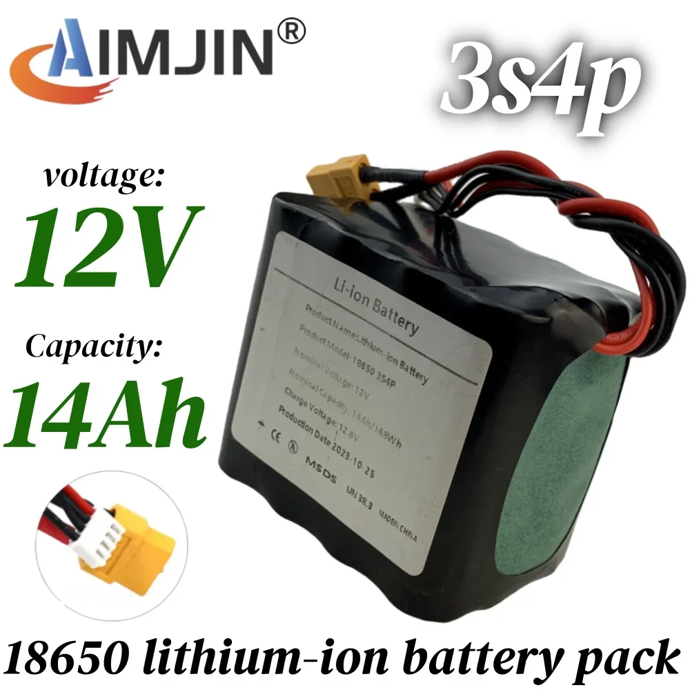 3S4P 12V 14Ah High Capacity UAV Rechargeable Li-ion Battery for Various RC Airplane Drone Quadrotor,with Connector XH2.54+XT60