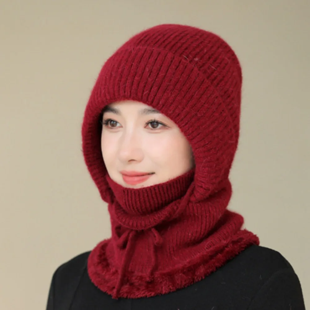 

Autumn Ear Protection Knitted Balaclava Hat Windproof Thickened Hooded Cap Soft Neck Warmer Pullover Hats All-match