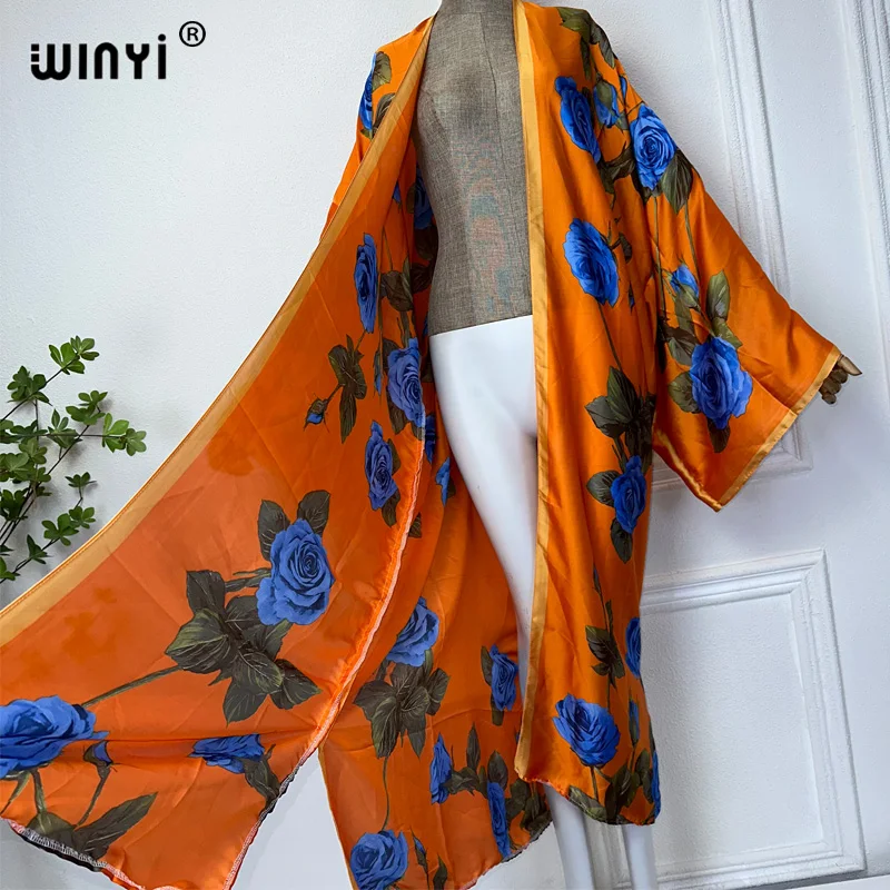 WINYI summer kimono africa dress beach wear comfortable maxi dress  elegant cardigans beach outfits for women abaya dubai luxury