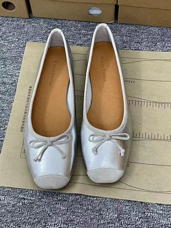 

Женские балетки Kacey Devlin Deer Hide из мягкой кожи с узлом, без застежек, модные туфли для повседневной носки