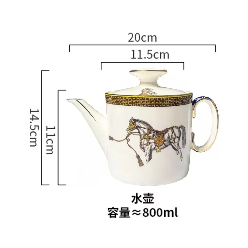 Factory direct sales European luxury retro gift box bone china ceramic tea coffee cup saucer with teapot