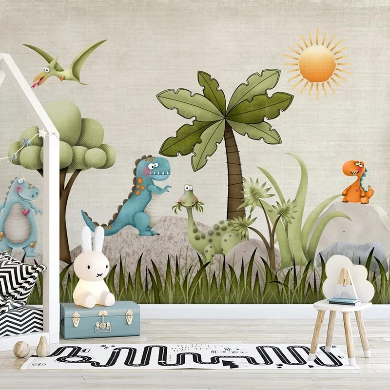 Custom Photo Wallpaper 3D Cartoon Dinosaur Tree Background Mural Children's room Living room TV background bedroom restaurant 8d