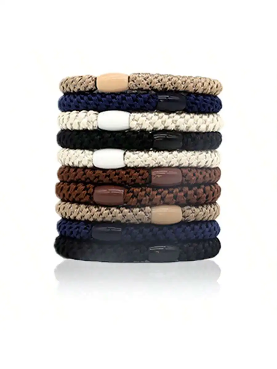 

Bohemian 10pcs Women Soft Braided Elastic Hair Ties Ponytail Holders Multiple Colors Scrunchies