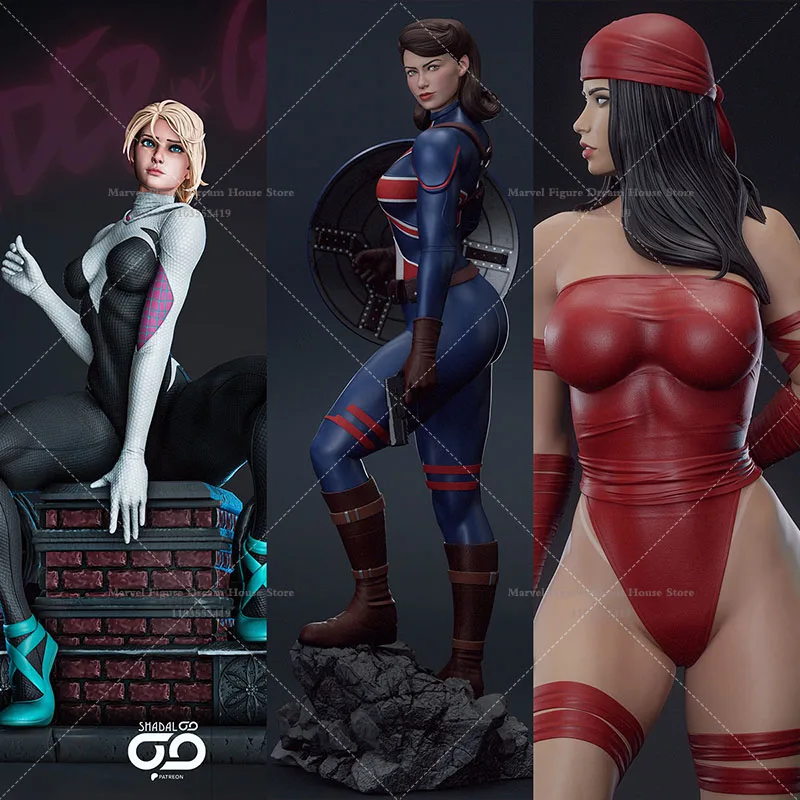 

1/24 1/18 Scale Gwen Elektra Greek Diplomat Peggy Carter Secret Agent DIY Self-assembled GK 3D Resin Un-panited White Doll Toys