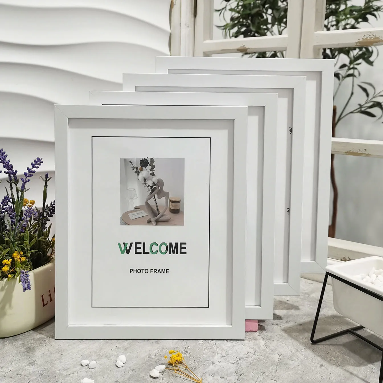 4 Pcs Wood Photo Frames Set for Classic Display
