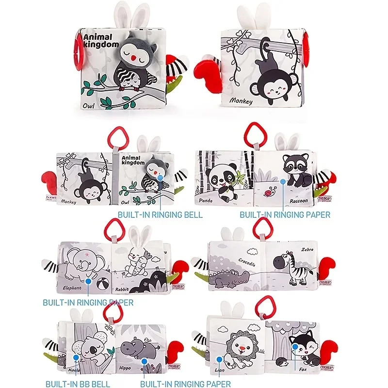 Lot de 2 livres en tissu pour bébé : éducation précoce, habitudes et cadeaux pour nouveau-nés de 0 à 6 mois - Graphique doux et stéréo (2,5 x 13 cm/4,9 x 5,1'')